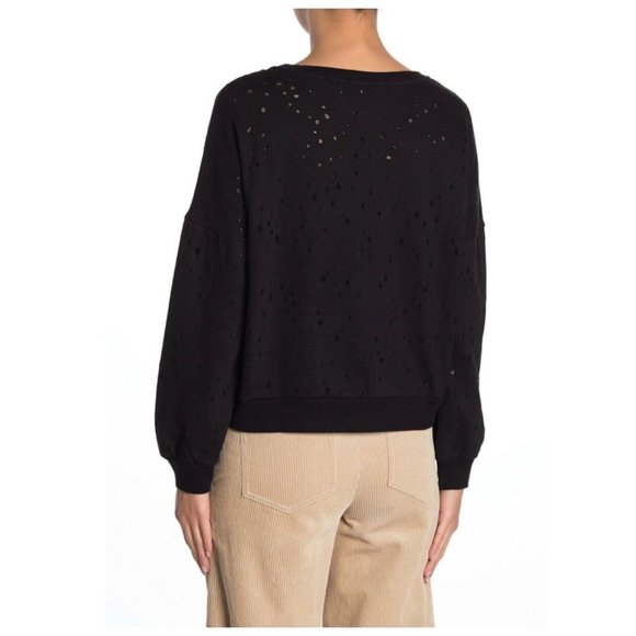 Lumiere Black Distressed Crew Neck Sweater - Picture 4 of 7